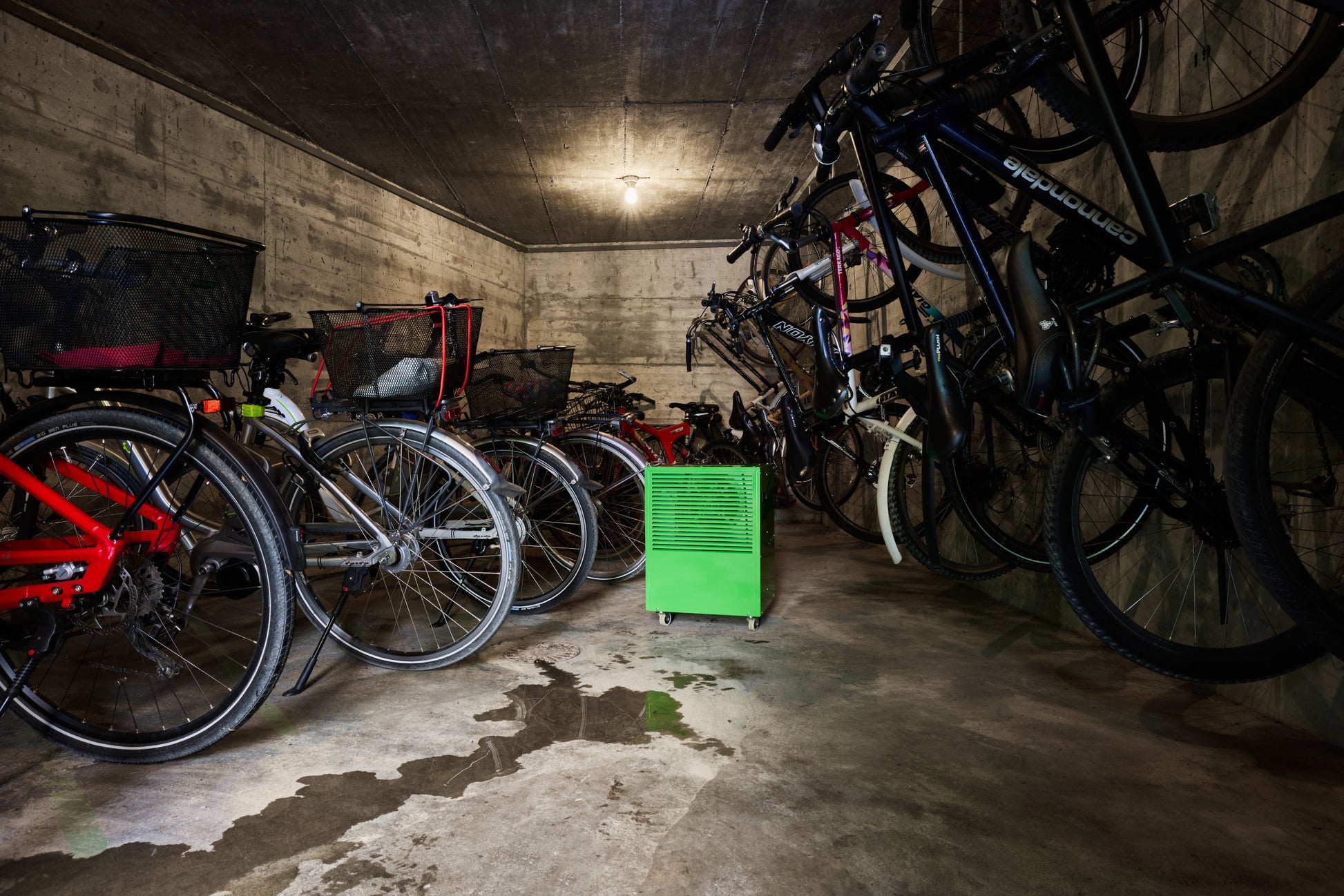 ecodry 425 Original Green Luftentfeuchter mit 4 stabilen Lenkrollen und automatischer Abtauvorrichtung.