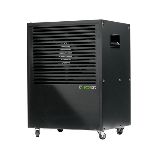 ecodry CaveMaster Luftentfeuchter in Granite Grey mit 6 l Behältervolumen und 50 dB(A) Geräuschpegel.