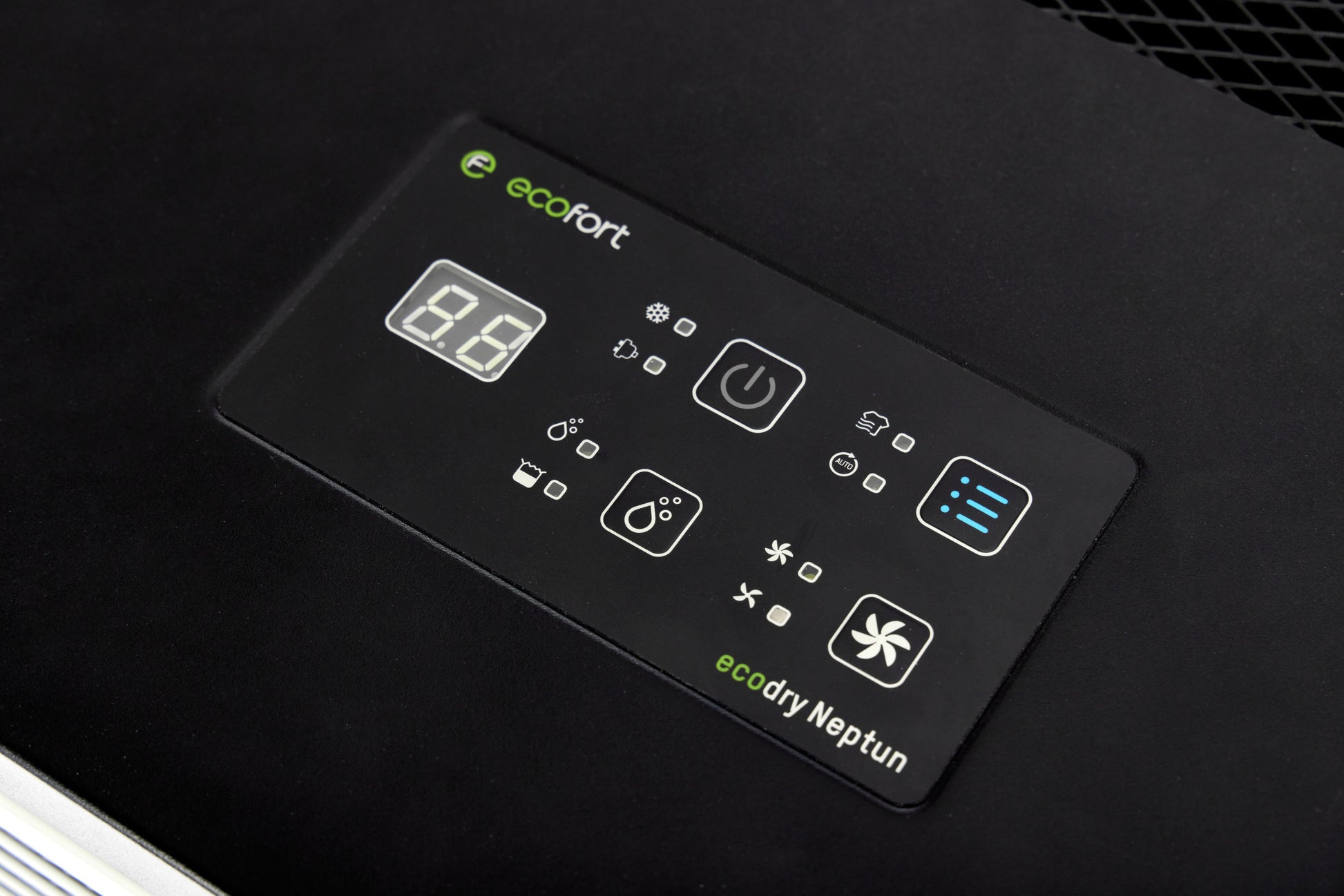 ecodry Neptun in Creamy White, mobiler Luftentfeuchter mit Hygrostat und 1.2 kg/h Wäschetrocknung.