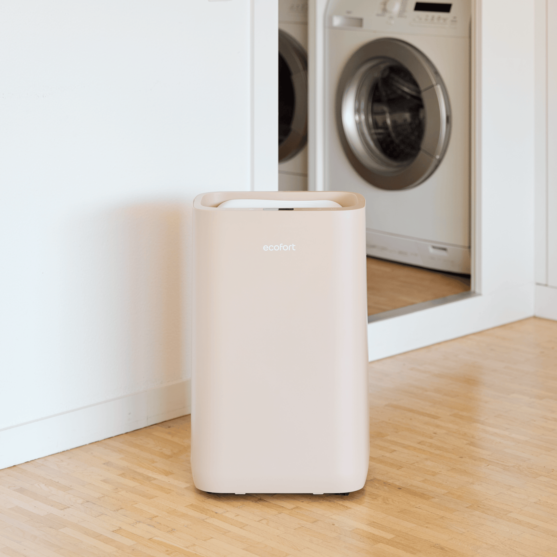 ecoQ DryAir 20L Energy Saver – Warm Sand, Testsieger TCS, sehr leiser Luftentfeuchter mit starker Leistung und geringem Verbrauch, 50 m²