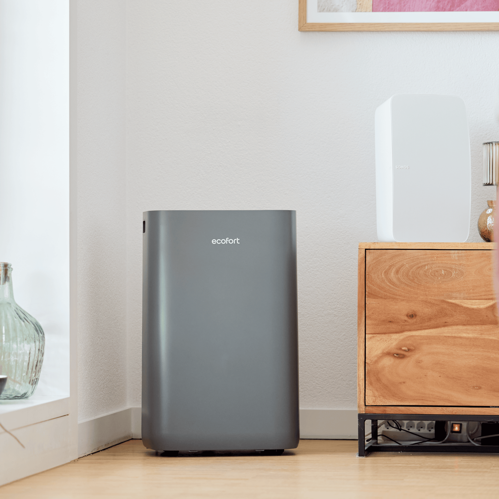 ecoQ DryAir 20L Energy Saver – Cool Gray, energieeffizienter Testsieger TCS, starker Entfeuchter bis 50 m², ultra-leiser Betrieb