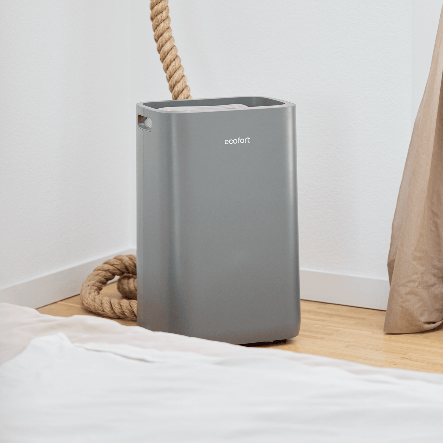 ecoQ DryAir 20L Energy Saver – Cool Gray, elegantes Grau, energieeffizient, TCS Testsieger, leiser Raumentfeuchter bis 50 m²