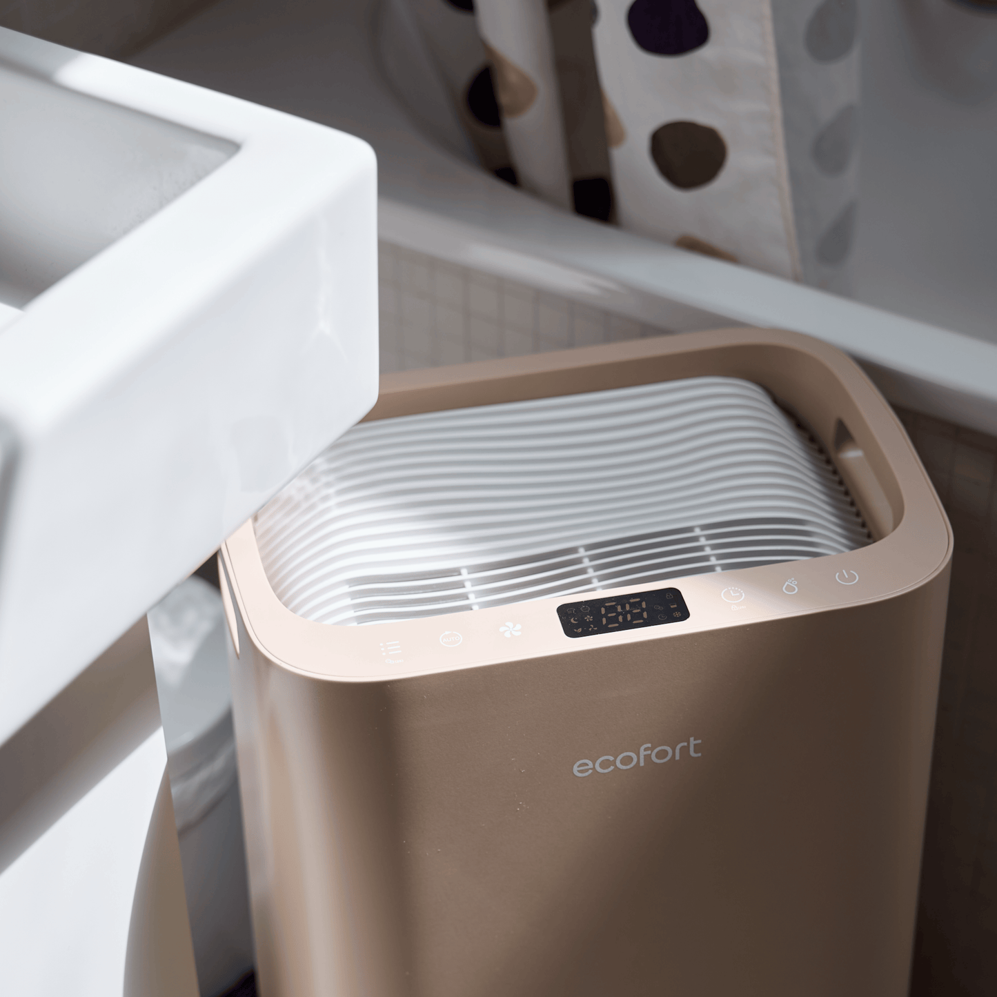 ecoQ DryAir 20L Energy Saver – Warm Sand, stromsparender und leistungsstarker Entfeuchter, ultra-leise, TCS Testsieger bis 50 m²