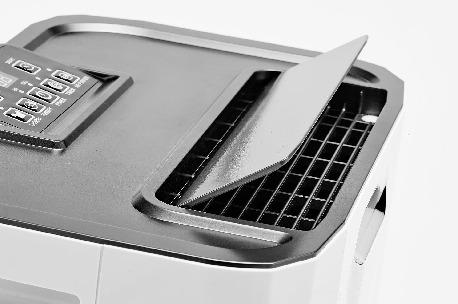 ecoQ DryAir 9L steady - effizienter Luftentfeuchter mit Hygrostat, 5 Betriebsstufen und 200 m³/h Luftumwälzung.