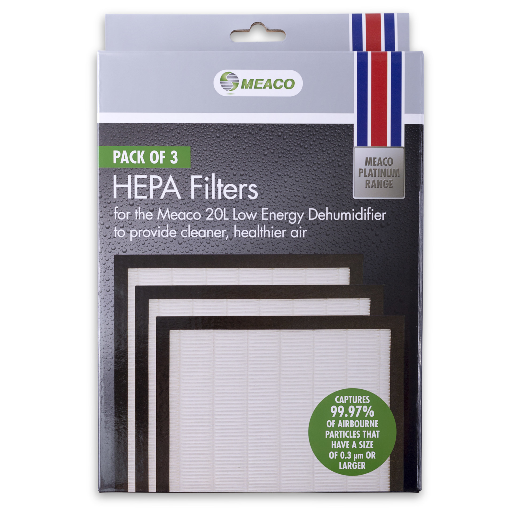 Meaco 20L LE HEPA-Filter (3er Pack) für saubere Luft im Betrieb mit Low Energy Luftentfeuchter.