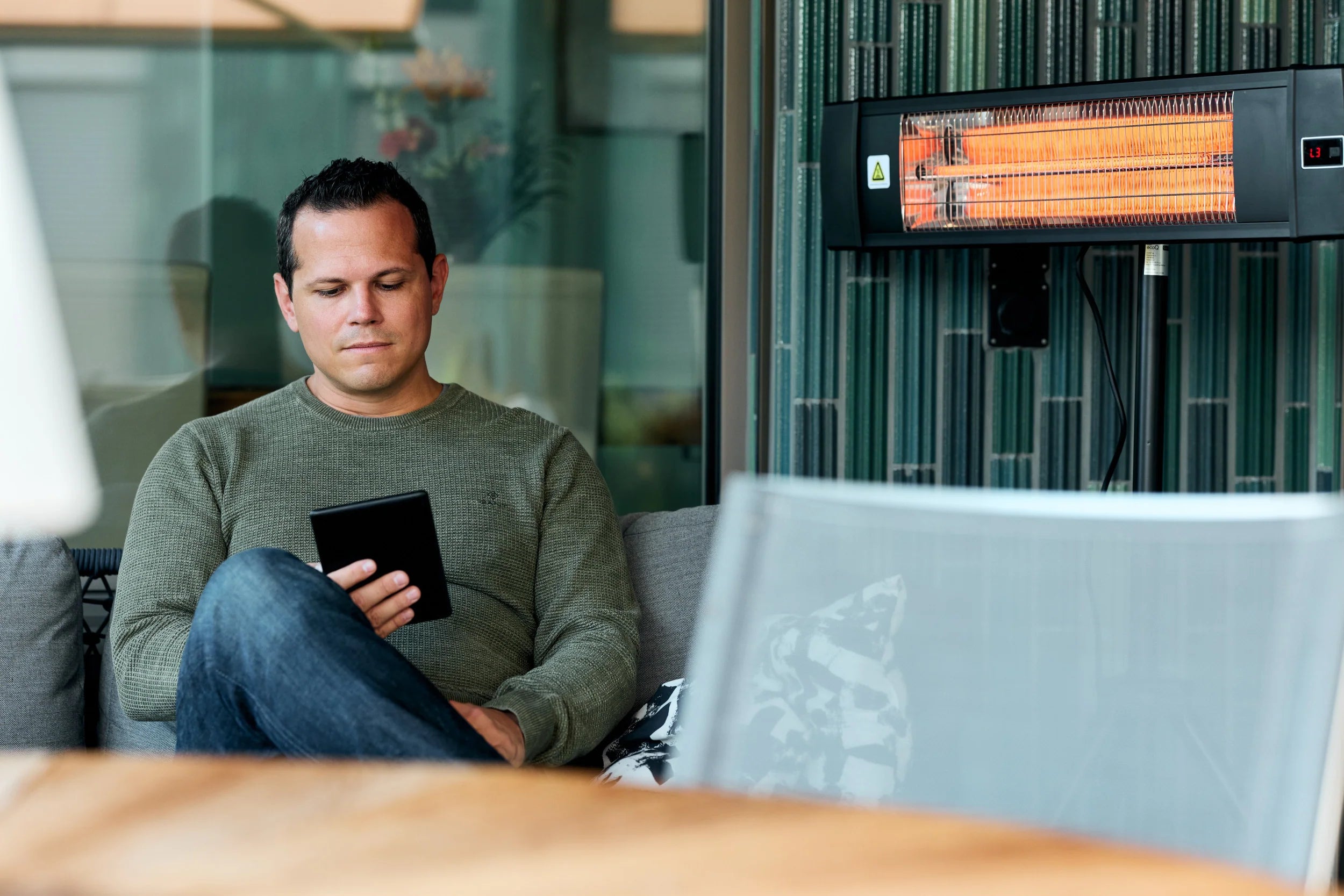 Heizstrahler auf Terasse