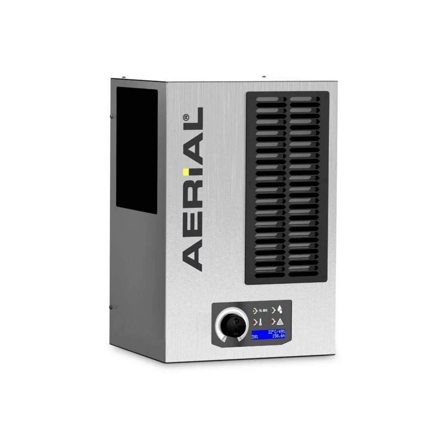 Luftentfeuchter Aerial AD 110P mit wandmontierbarem Design und waschbarem Luftfilter für trockene Räume.