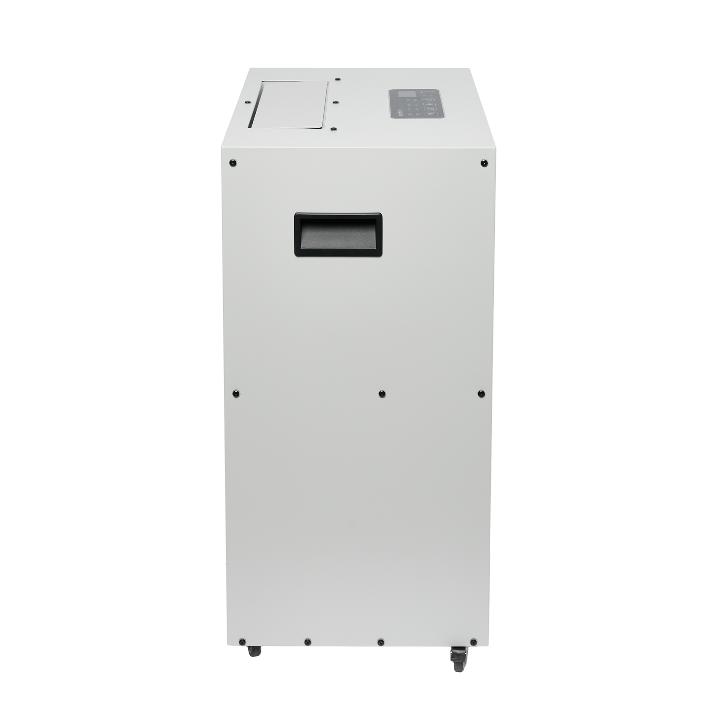 ecodry Neptun XP light grey / black Seitenansicht mit Griff und mobilem Gehäuse