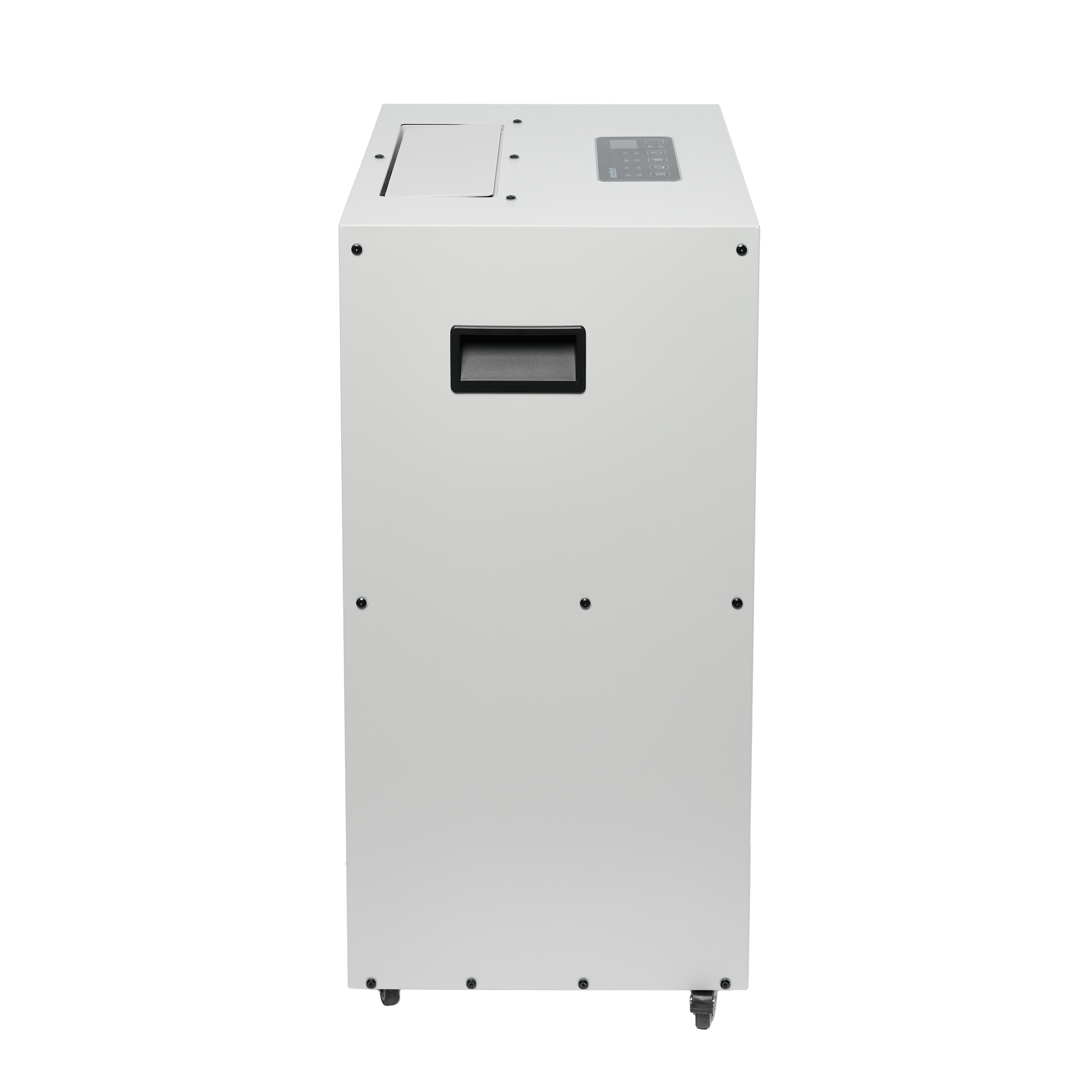 ecodry Neptun XP light grey / black Seitenansicht mit Griff und mobilem Gehäuse