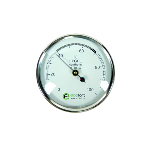 ecoQ Hygrometer 150 CR zur präzisen Messung der Innenfeuchtigkeit von 0 bis 100 % r.F. in Wandmontage.