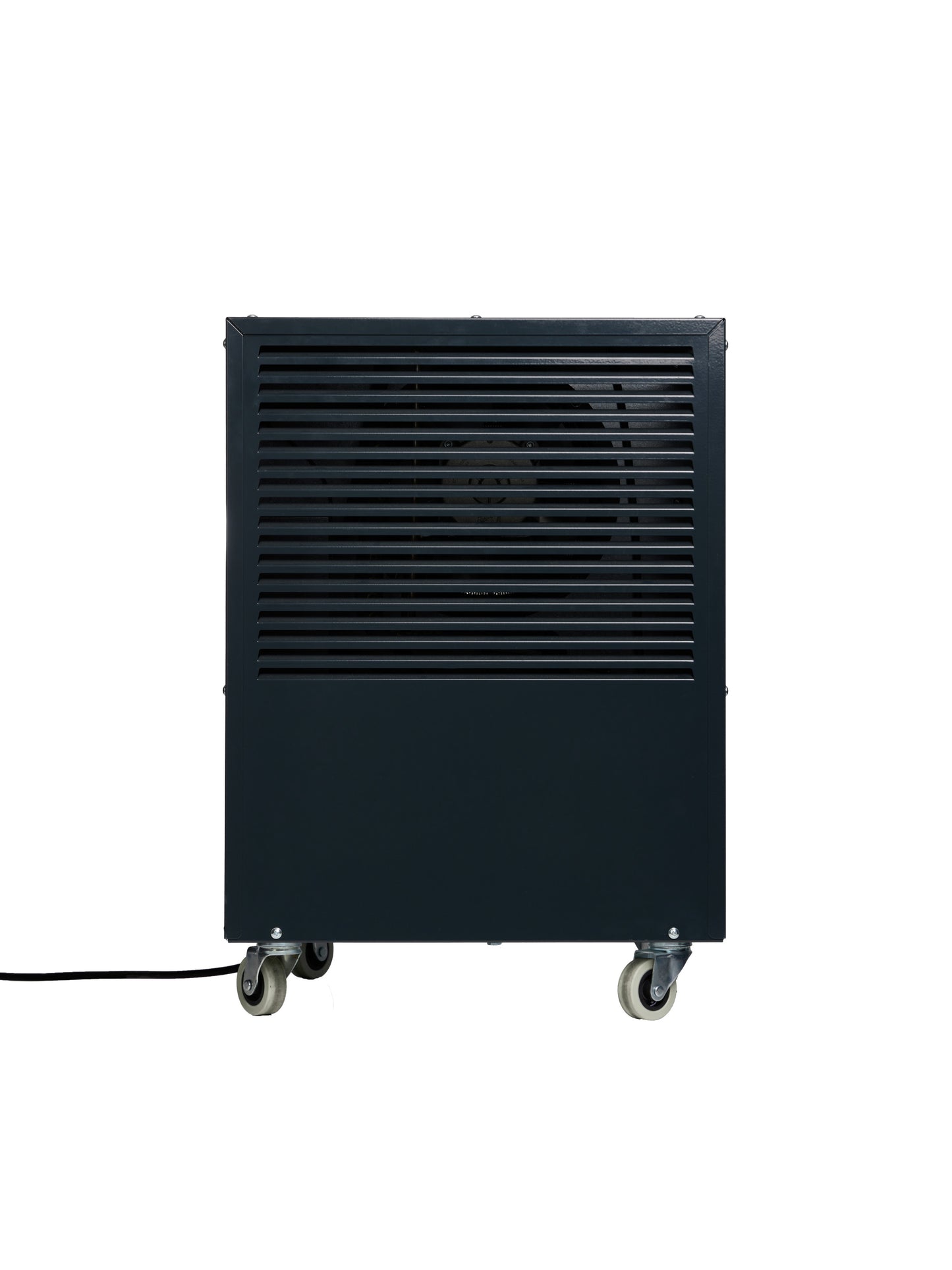 ecodry 425 Luftentfeuchter in Anthrazit mit 4 stabilen Lenkrollen und automatischer Abtauvorrichtung.