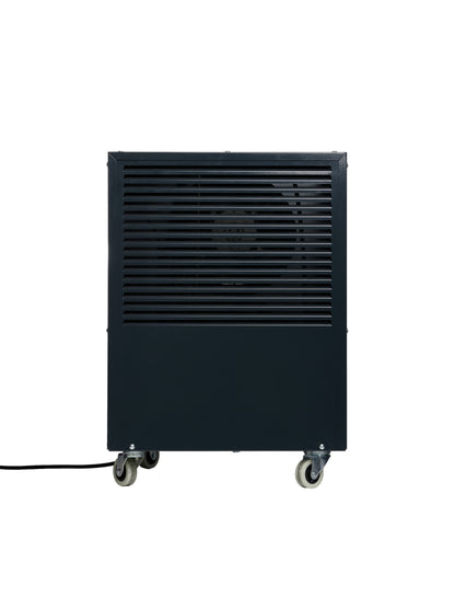 ecodry 425 Luftentfeuchter in Anthrazit mit 4 stabilen Lenkrollen und automatischer Abtauvorrichtung.