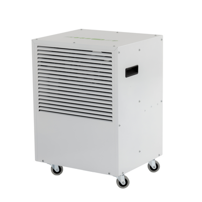 ecodry 425 - Limited White Luftentfeuchter mit 4 stabilen Lenkrollen und automatischer Abtauvorrichtung.