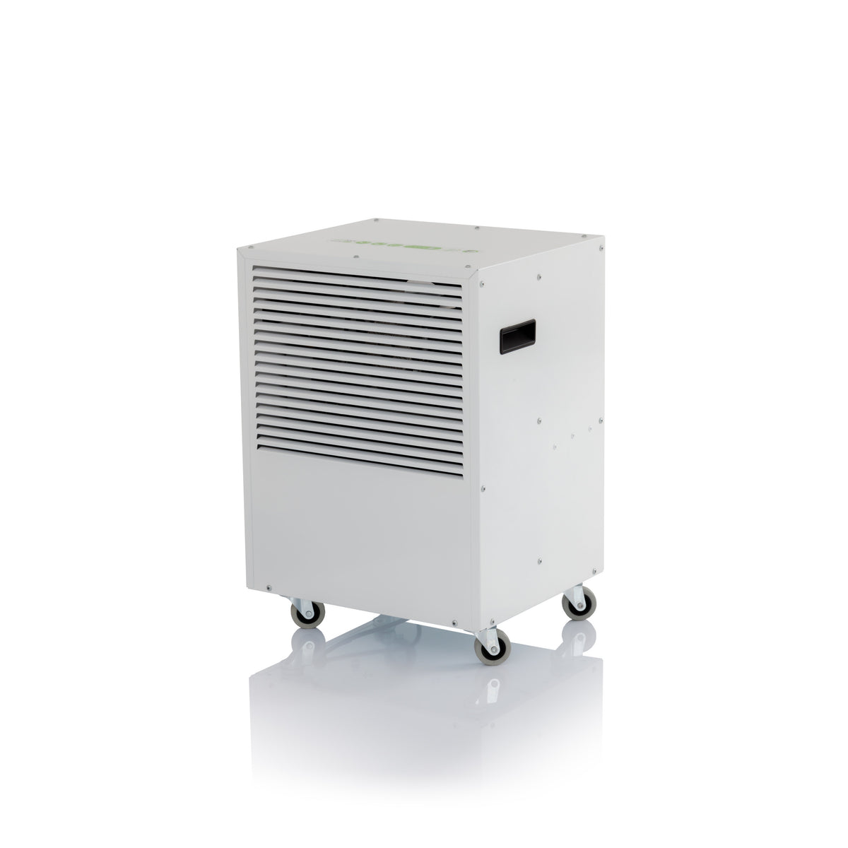 ecodry 425 - Limited White, tragbarer Luftentfeuchter mit 4 stabilen Lenkrollen, automatischer Abtauvorrichtung und robustem Metallgehäuse.