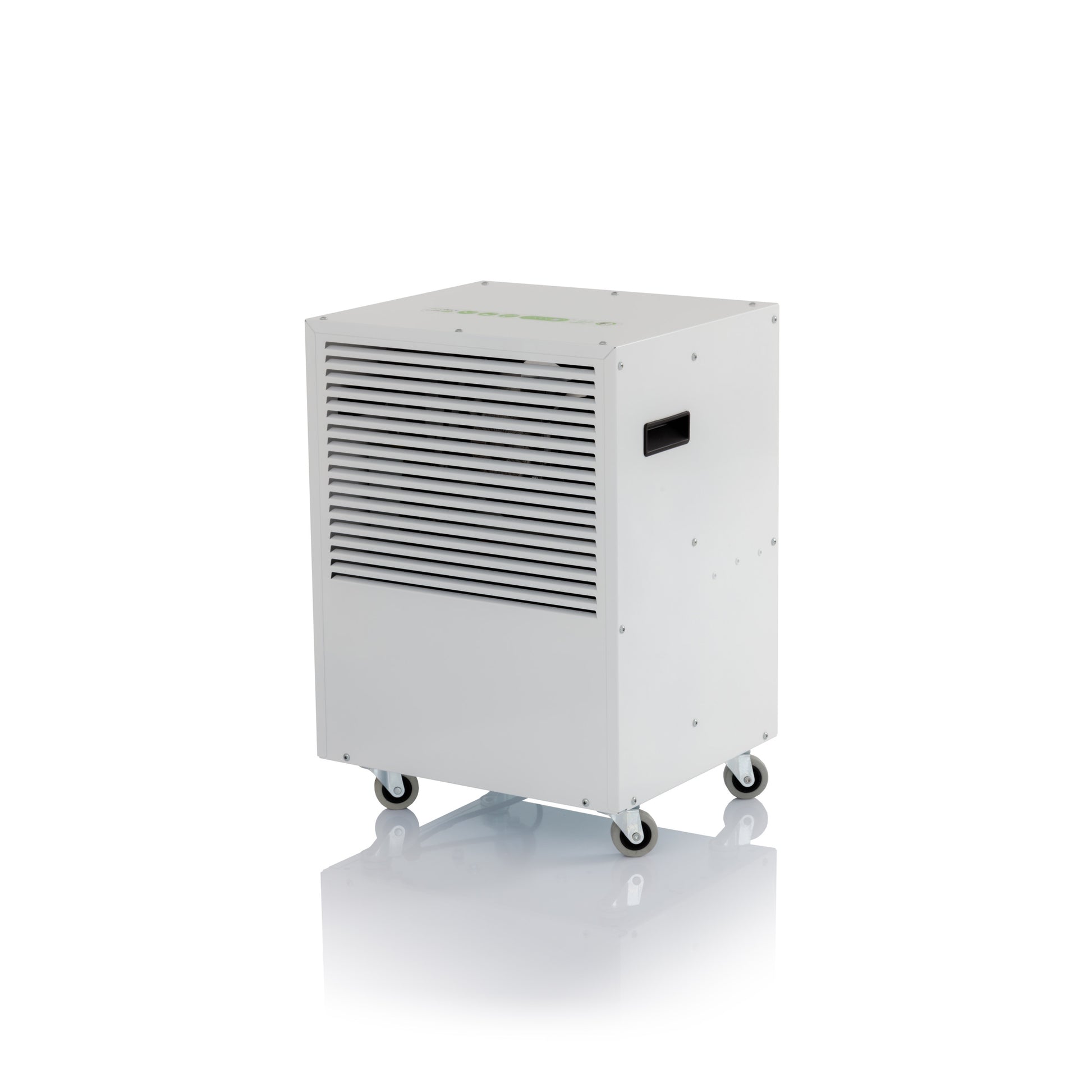 ecodry 425 - Limited White, tragbarer Luftentfeuchter mit 4 stabilen Lenkrollen, automatischer Abtauvorrichtung und robustem Metallgehäuse.