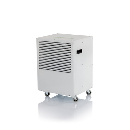 ecodry 425 - Limited White, tragbarer Luftentfeuchter mit 4 stabilen Lenkrollen, automatischer Abtauvorrichtung und robustem Metallgehäuse.