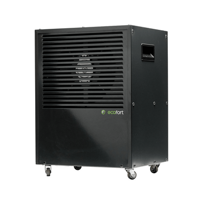 ecodry CaveMaster Luftentfeuchter in Granite Grey mit 6 l Behältervolumen und 50 dB(A) Geräuschpegel.