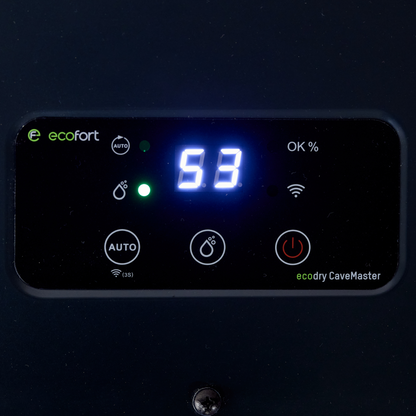 ecodry CaveMaster in Granitgrau, effektiv zur Luftentfeuchtung mit 10.2 l/24h Leistung und 6 l Behältervolumen.