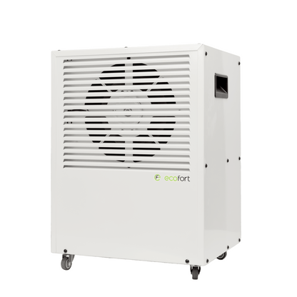 Stabilisiere das Kellerklima mit Stil: Der ecodry CaveMaster Oyster White überzeugt durch Design, Effizienz und konstante Entfeuchtung.