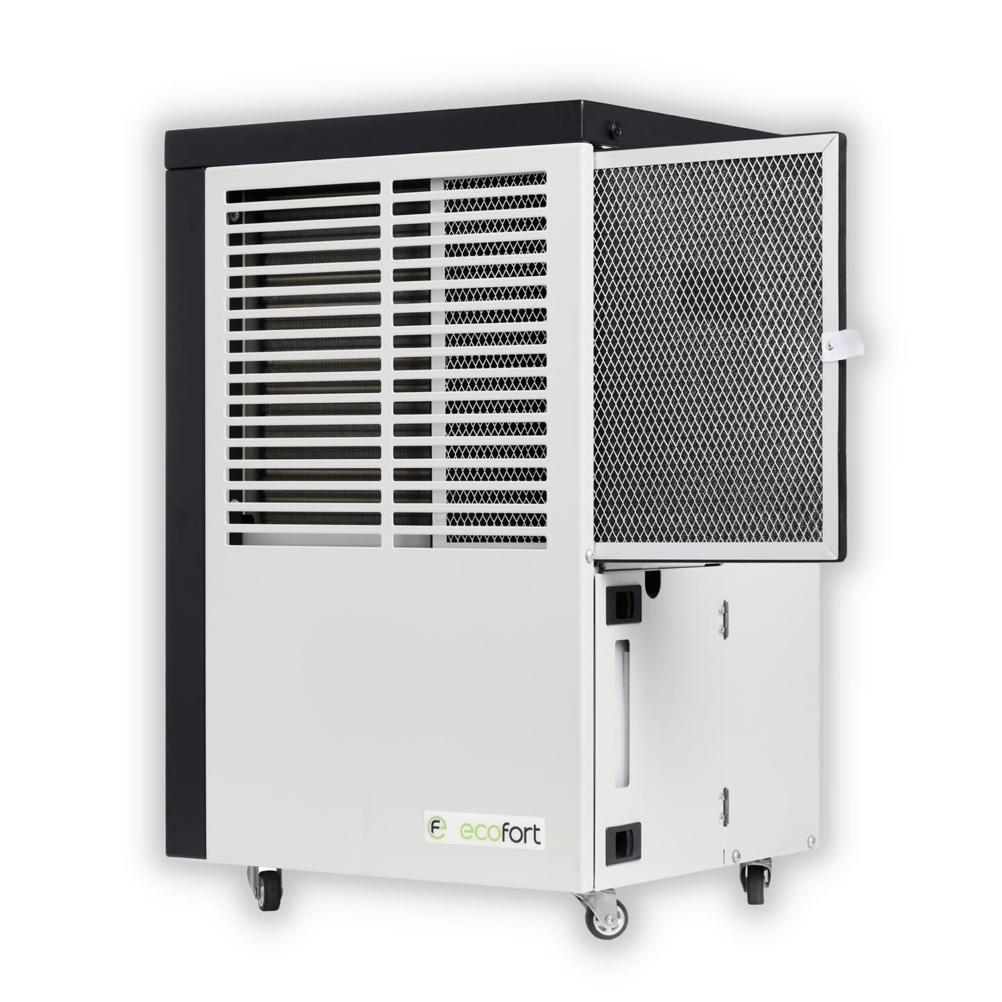 ecodry Neptun Luftentfeuchter in Creamy White, mobil mit Hygrostat-Steuerung und Hochleistungsrotationskompressor.