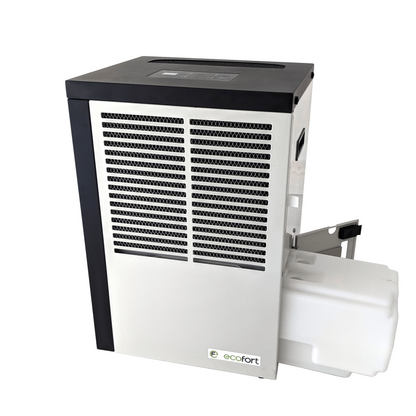 ecodry Neptun Wäschetrockner in Creamy White für Räume bis 20 m² mit Hygrostat-Steuerung und Mobilität.