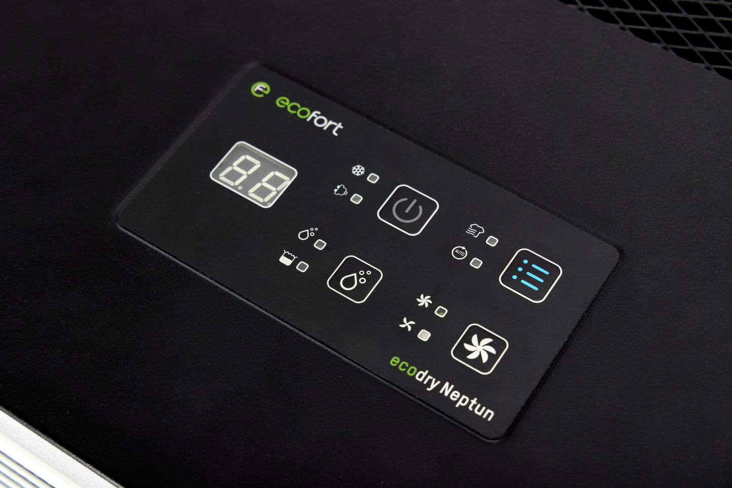 ecodry Neptun in Creamy White, mobiler Luftentfeuchter mit Hygrostat und 1.2 kg/h Wäschetrocknung.