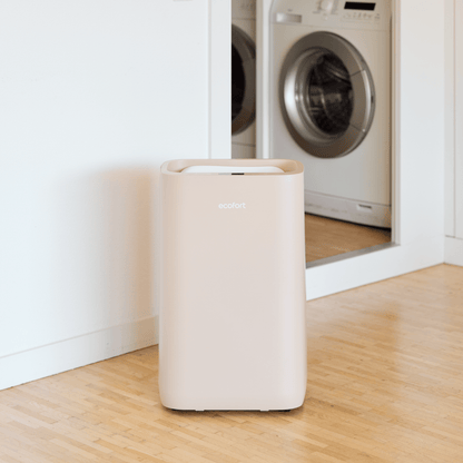 ecoQ DryAir 20L Energy Saver – Warm Sand, Testsieger TCS, sehr leiser Luftentfeuchter mit starker Leistung und geringem Verbrauch, 50 m²