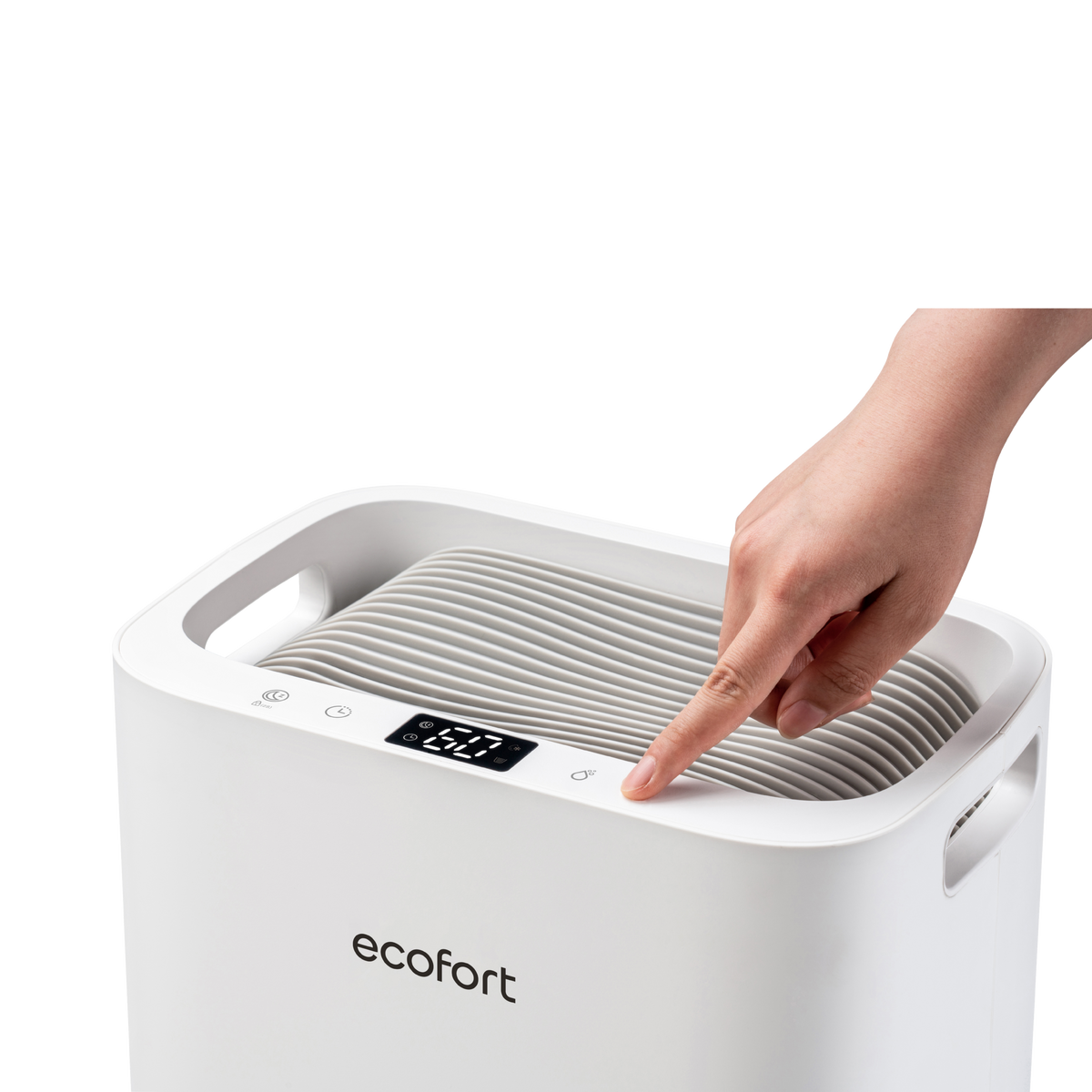 ecoQ DryAir 13L Energy Saver: Leisester Luftentfeuchter seiner Klasse. Ideal für Räume bis 30 m² – leistungsstark, energieeffizient und kompakt.