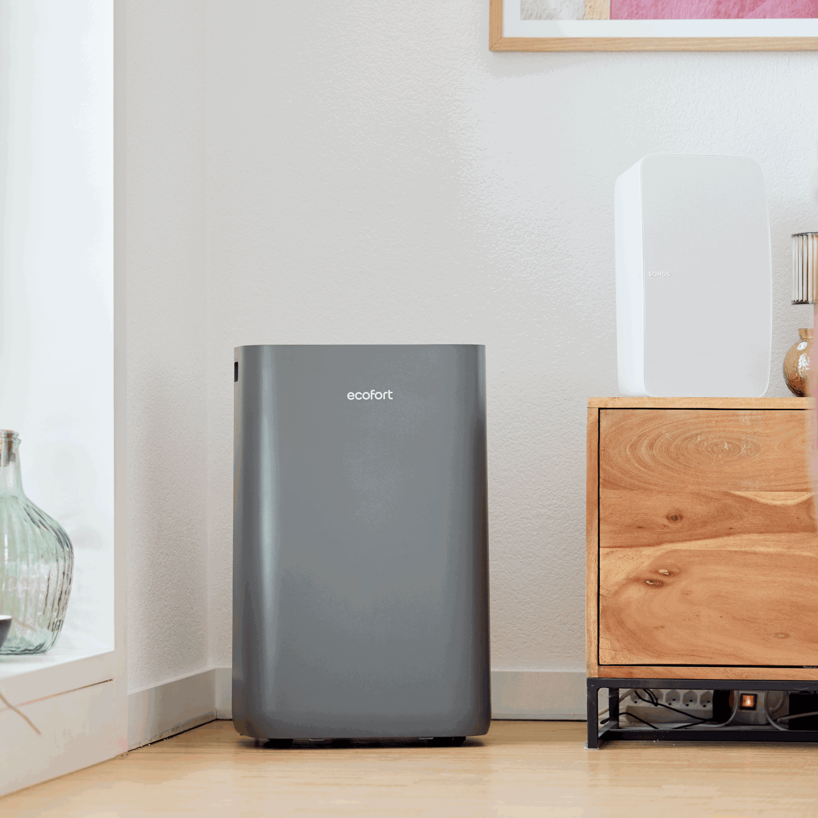 ecoQ DryAir 20L Energy Saver – Cool Gray, energieeffizienter Testsieger TCS, starker Entfeuchter bis 50 m², ultra-leiser Betrieb