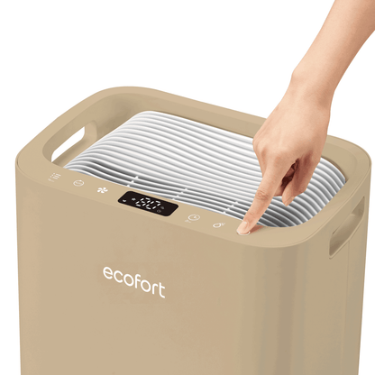 ecoQ DryAir 20L Energy Saver – Warm Sand, kraftvoller und leiser Raumentfeuchter mit geringem Stromverbrauch, TCS Testsieger