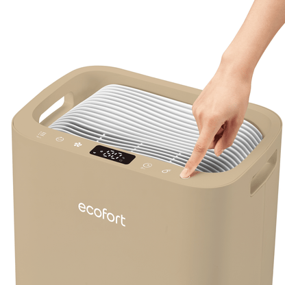 ecoQ DryAir 20L Energy Saver – Warm Sand, kraftvoller und leiser Raumentfeuchter mit geringem Stromverbrauch, TCS Testsieger