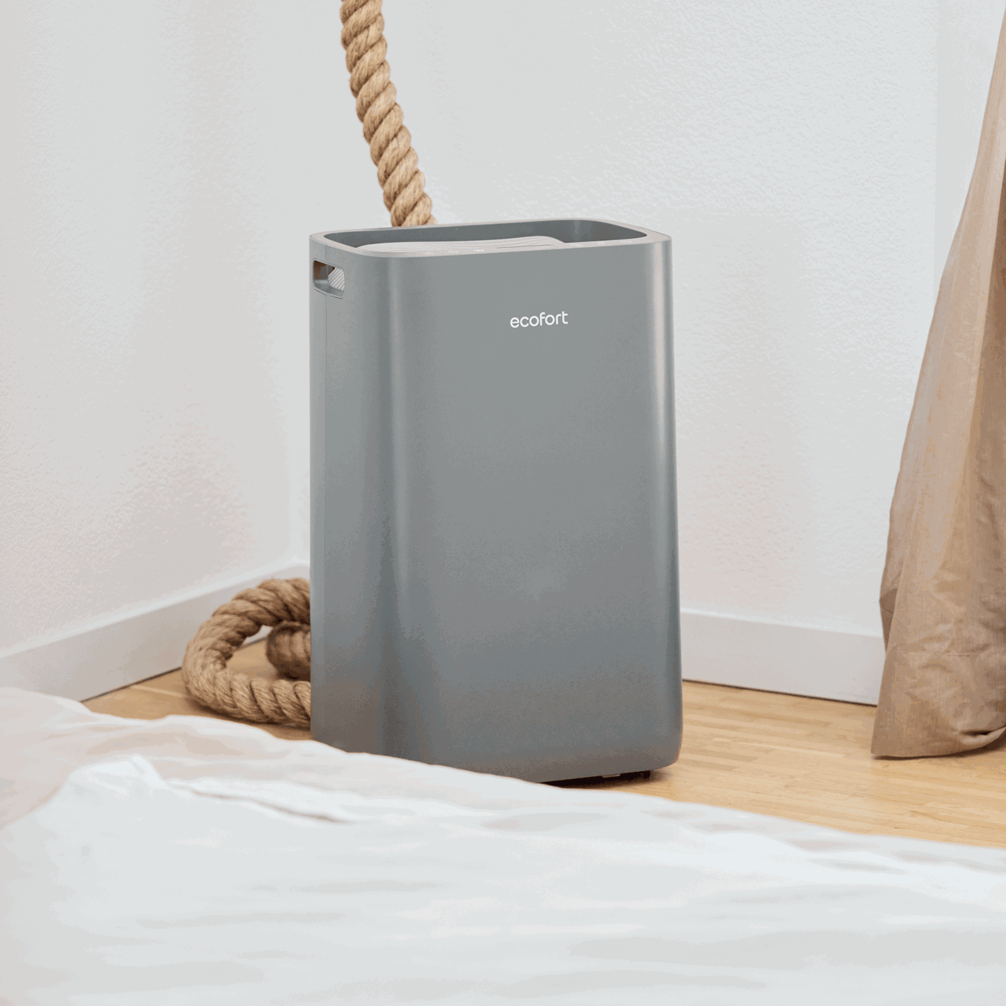 ecoQ DryAir 20L Energy Saver – Cool Gray, elegantes Grau, energieeffizient, TCS Testsieger, leiser Raumentfeuchter bis 50 m²