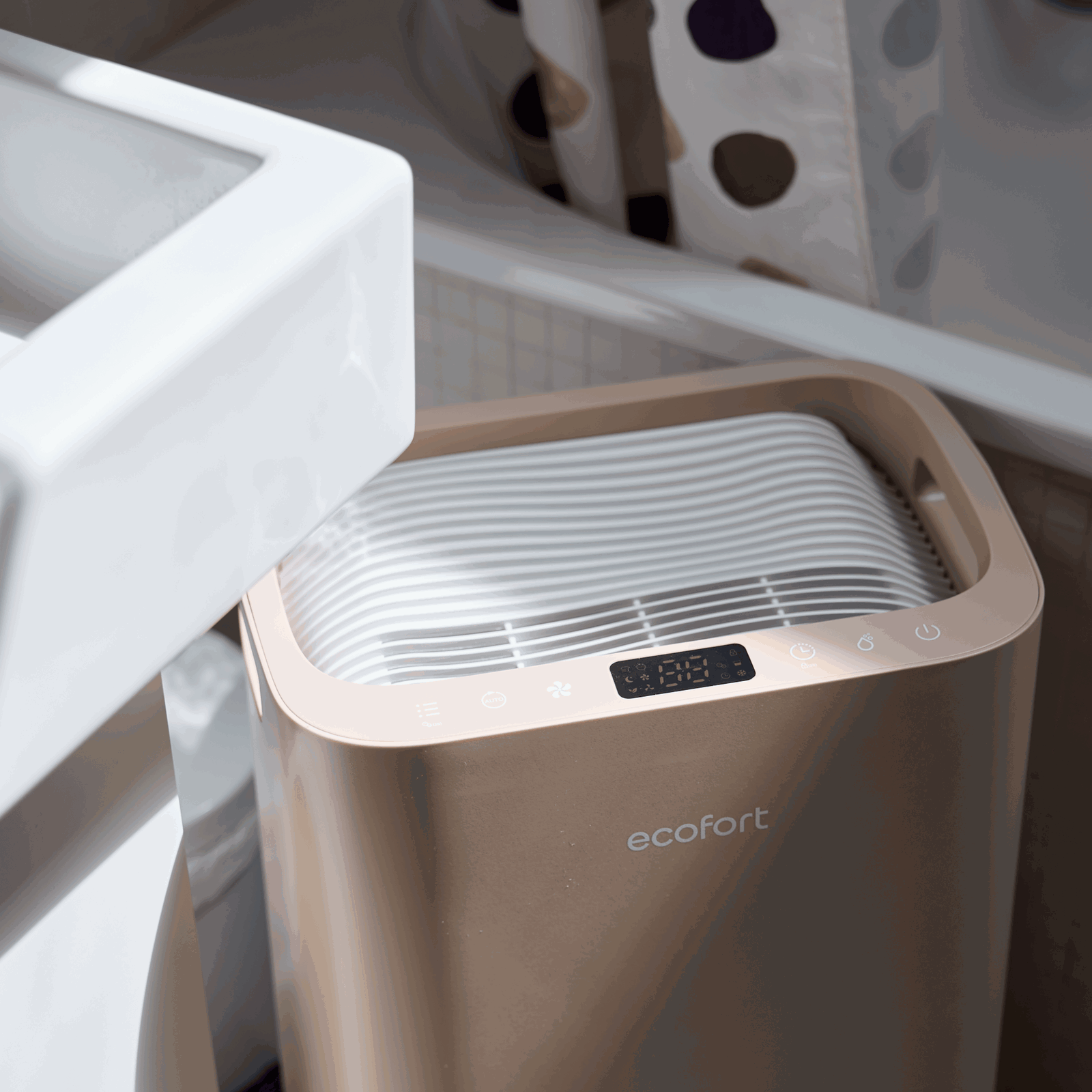 ecoQ DryAir 20L Energy Saver – Warm Sand, stromsparender und leistungsstarker Entfeuchter, ultra-leise, TCS Testsieger bis 50 m²