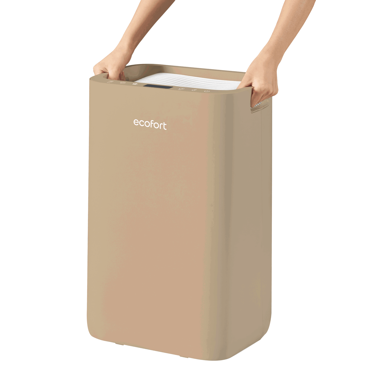 ecoQ DryAir 20L Energy Saver – Warm Sand, energieeffizienter Testsieger TCS, idealer Luftentfeuchter bis 50 m², extra leise