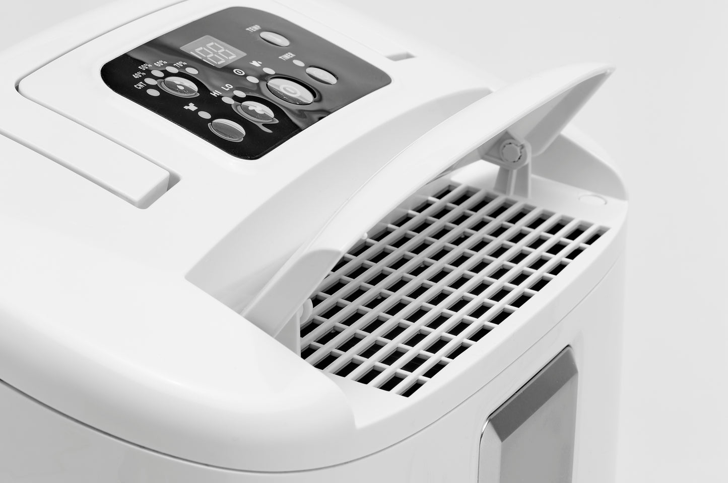 ecoQ DryAir 20L Luftentfeuchter mit Hygrostat und 5L Wassertank für optimale Feuchtigkeitsregulierung.
