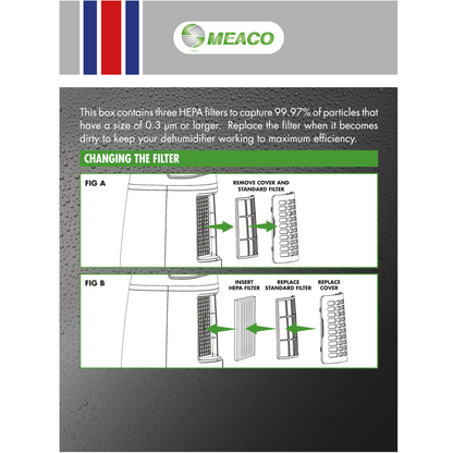 Meaco 12L LE HEPA-Filter 3er Pack für saubere Raumluft und kompatibel mit Meaco Luftentfeuchtern.
