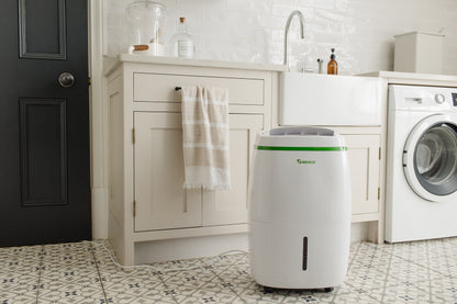 Meaco 20L Low Energy Luftentfeuchter, 2 Betriebsstufen, für max. Raumgrösse 50 m², mit Hygrostat und Wäschetrocknerfunktion.