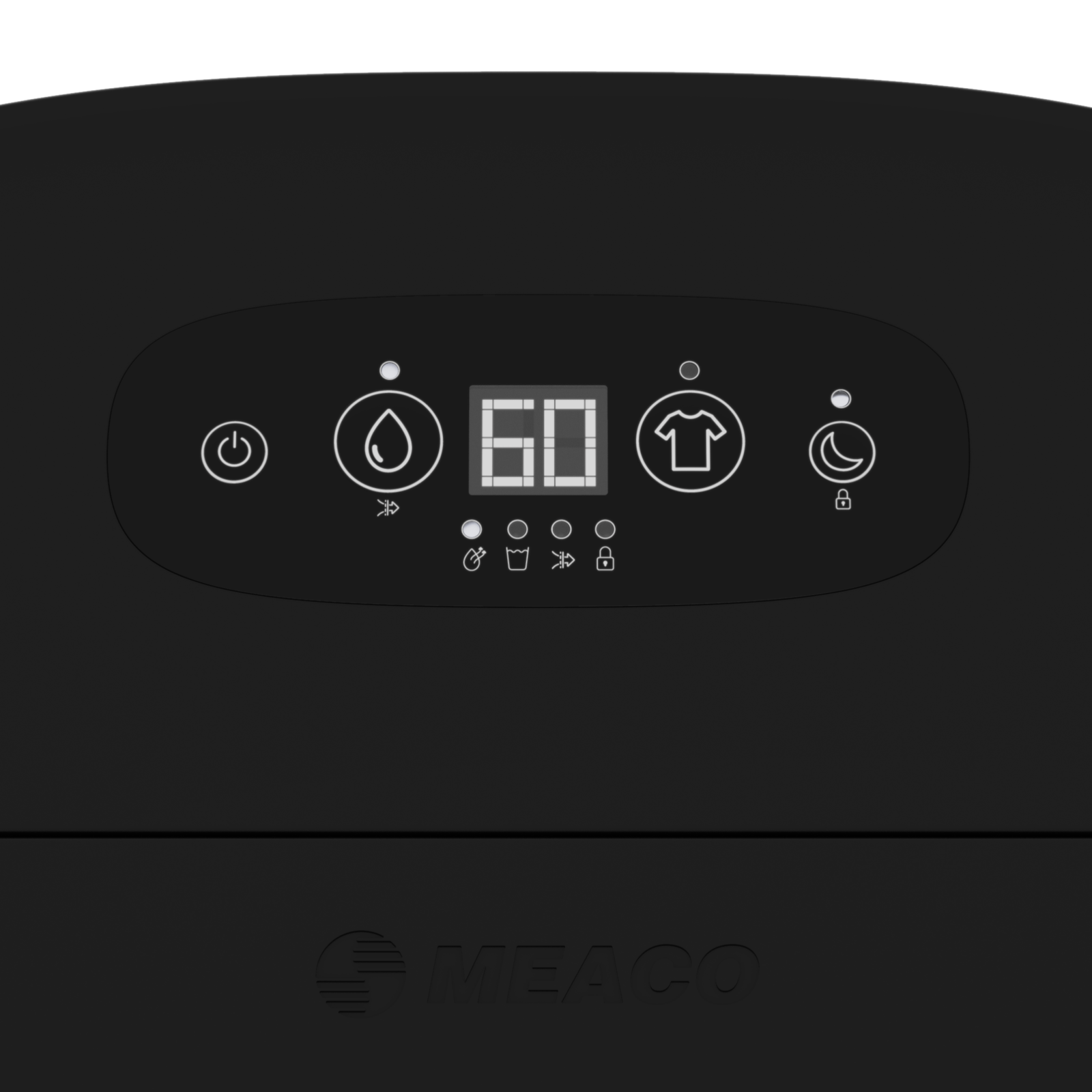 Meaco Arete One 20L Luftentfeuchter mit 4 Betriebsstufen, 2 Ventilationsstufen und HEPA-Filter.