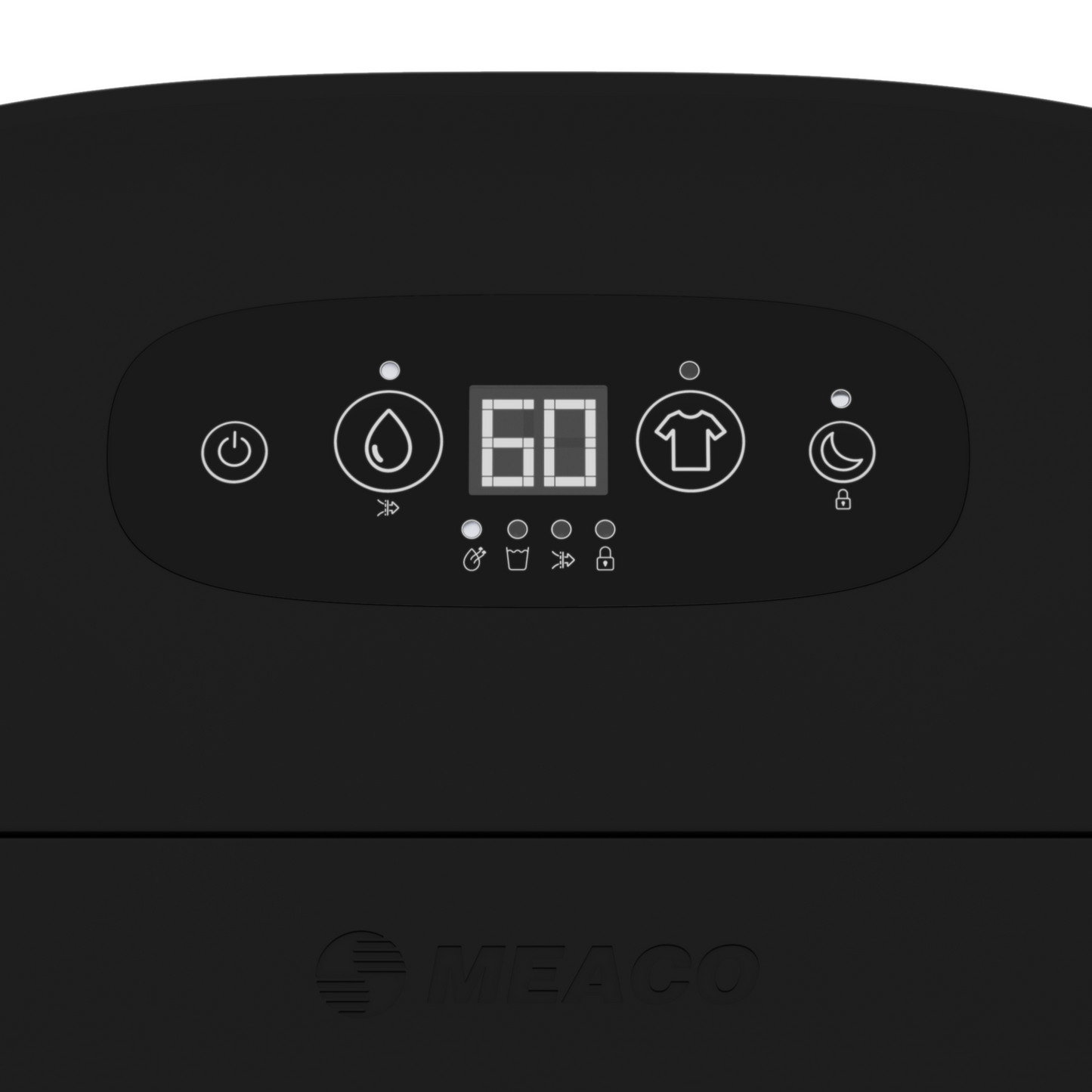 Meaco Arete One 20L Luftentfeuchter mit 4 Betriebsstufen, 2 Ventilationsstufen und HEPA-Filter.