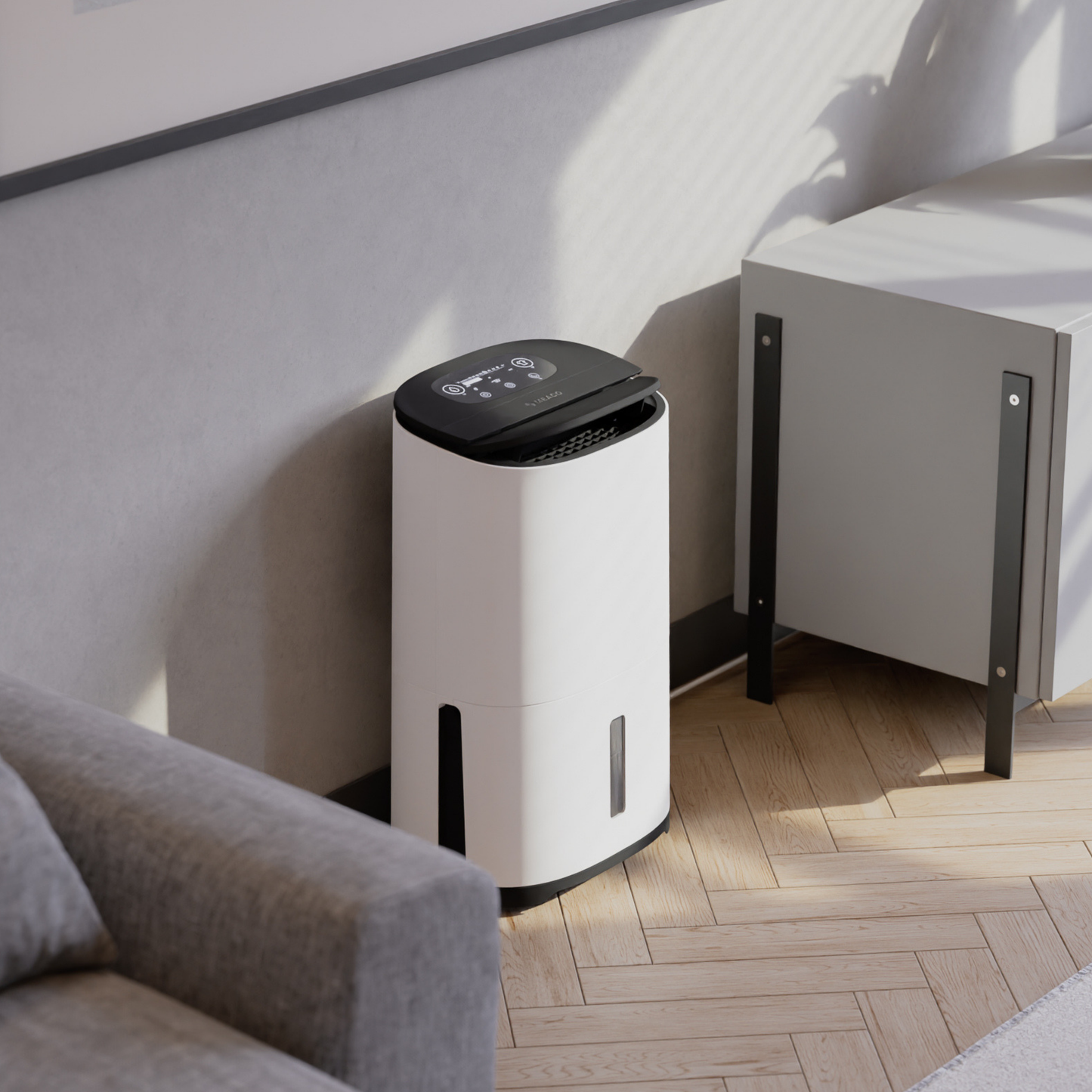 Meaco Arete® Two 20L schützt vor Schimmel, senkt die Luftfeuchtigkeit und verbessert die Raumluft – elegant, kompakt und leise.