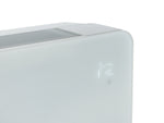 Meaco PowerDry Luftentfeuchter in Weiss, edles Design mit Glasfront, freistehend oder wandmontierbar.