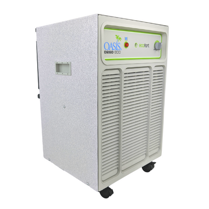 Luftentfeuchter Oasis D260 eco mit 8l Behälter und 280W Leistung, ideal für Räume bis 70 m².