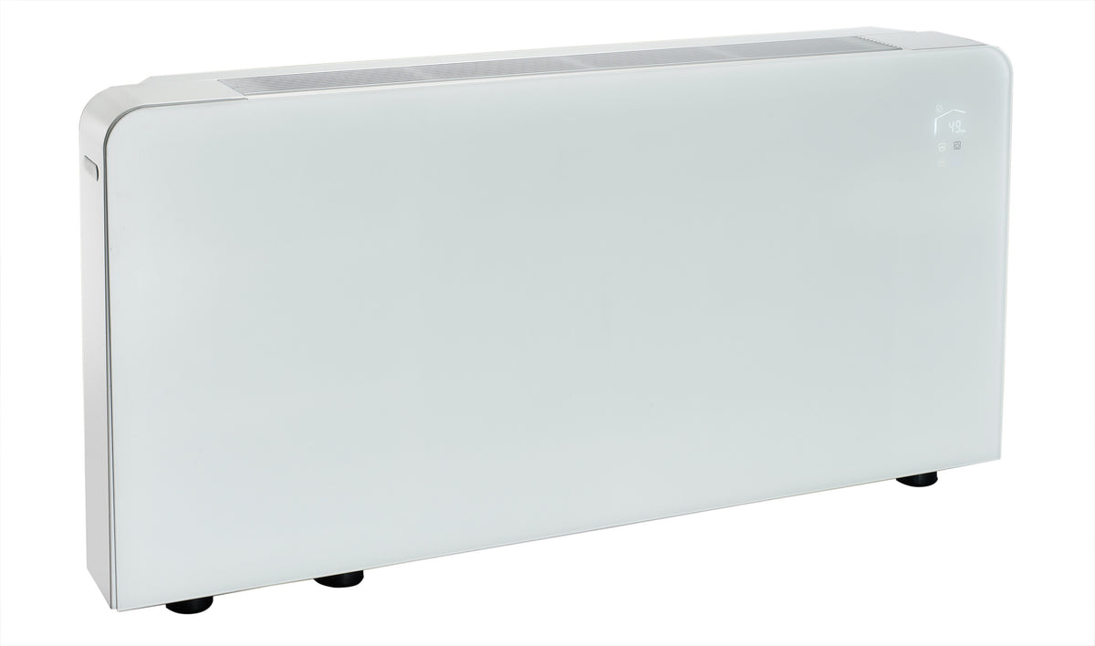 Meaco PowerDry in Weiss mit Glasfront, Wandmontage und leisen DC Motor.