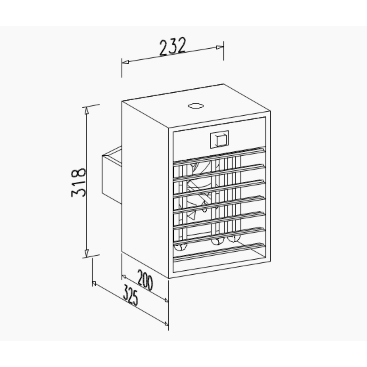 Veab ENV-L 2000W Elektro-Heizlüfter mit Wandhalterung und externem Thermostat, optimal für feuchte Räume.